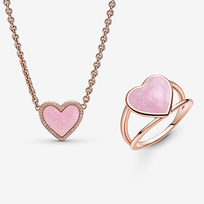 Diamond Love Ring Necklace Set
