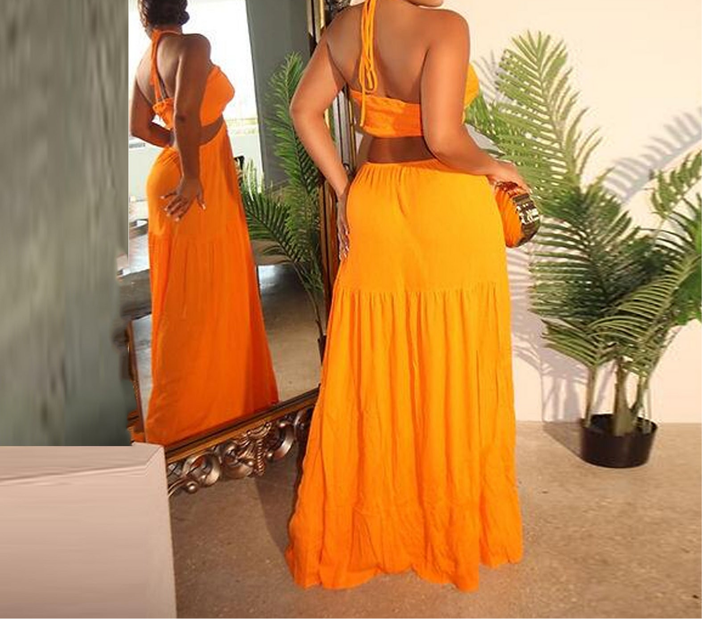 Good Afternoon Sunshine Lace Up Halter Mop Dress