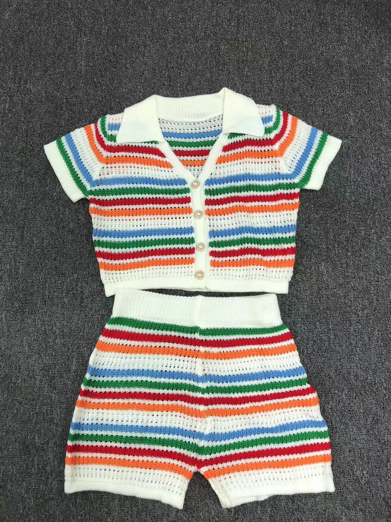 Knitted Contrast Color Two-piece Set