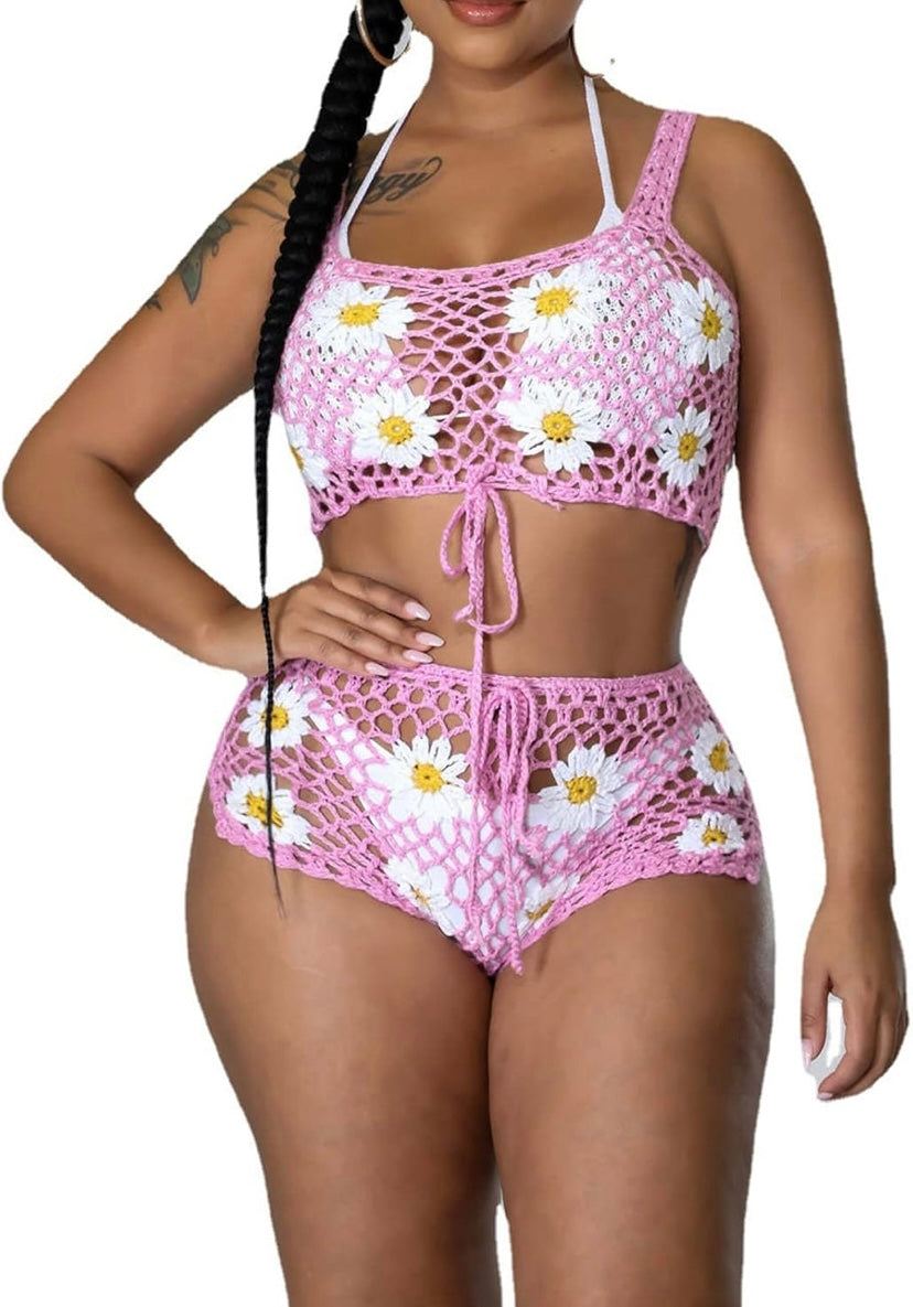 I Dream of Daisy Crochet Two-Piece Cover Up