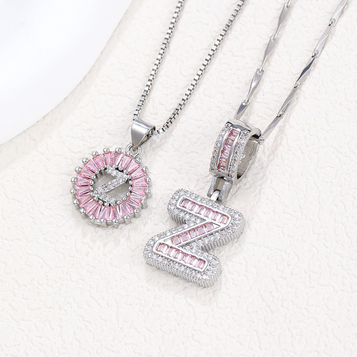 Pink Paradigm Initial Necklace Set