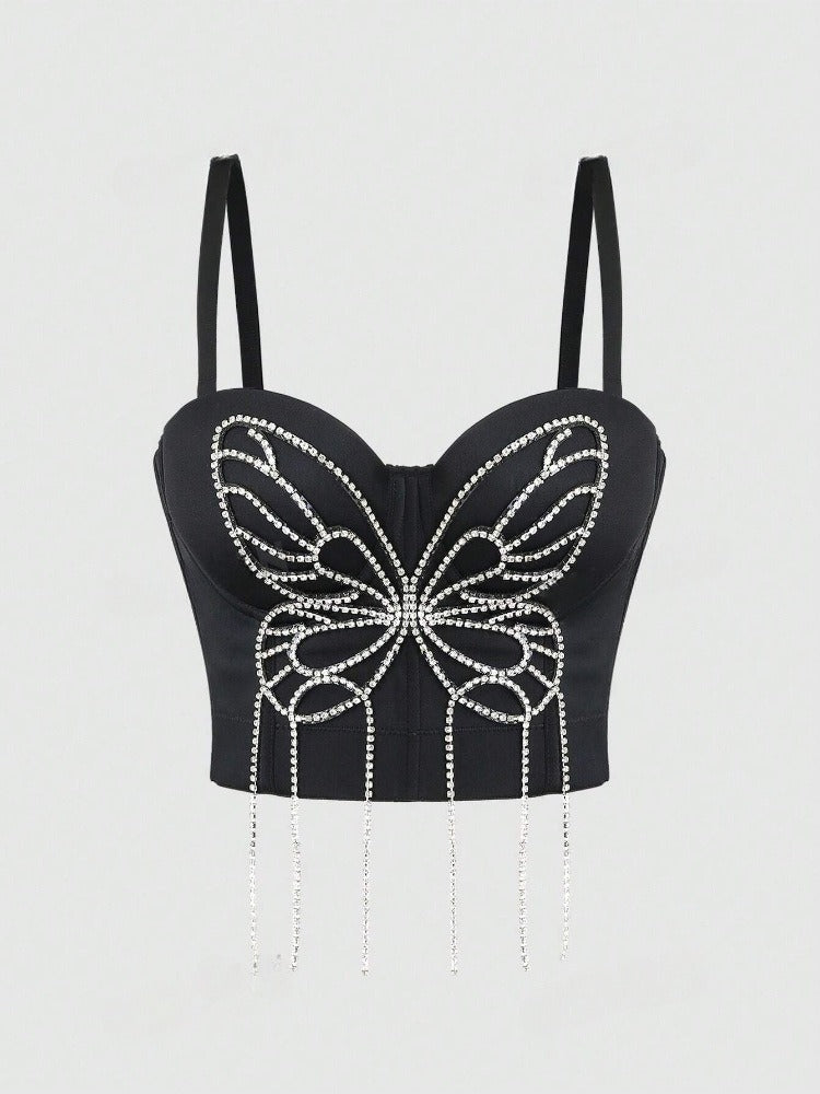 Giving You Butterflies Beaded Fishbone Butterfly Corset Top
