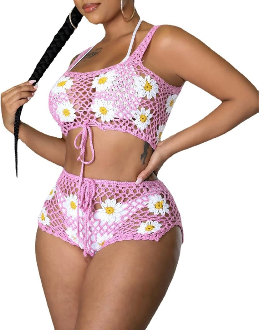 I Dream of Daisy Crochet Two-Piece Cover Up