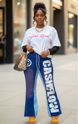 Money Moves CashFlow Letter Print Jogger Pants