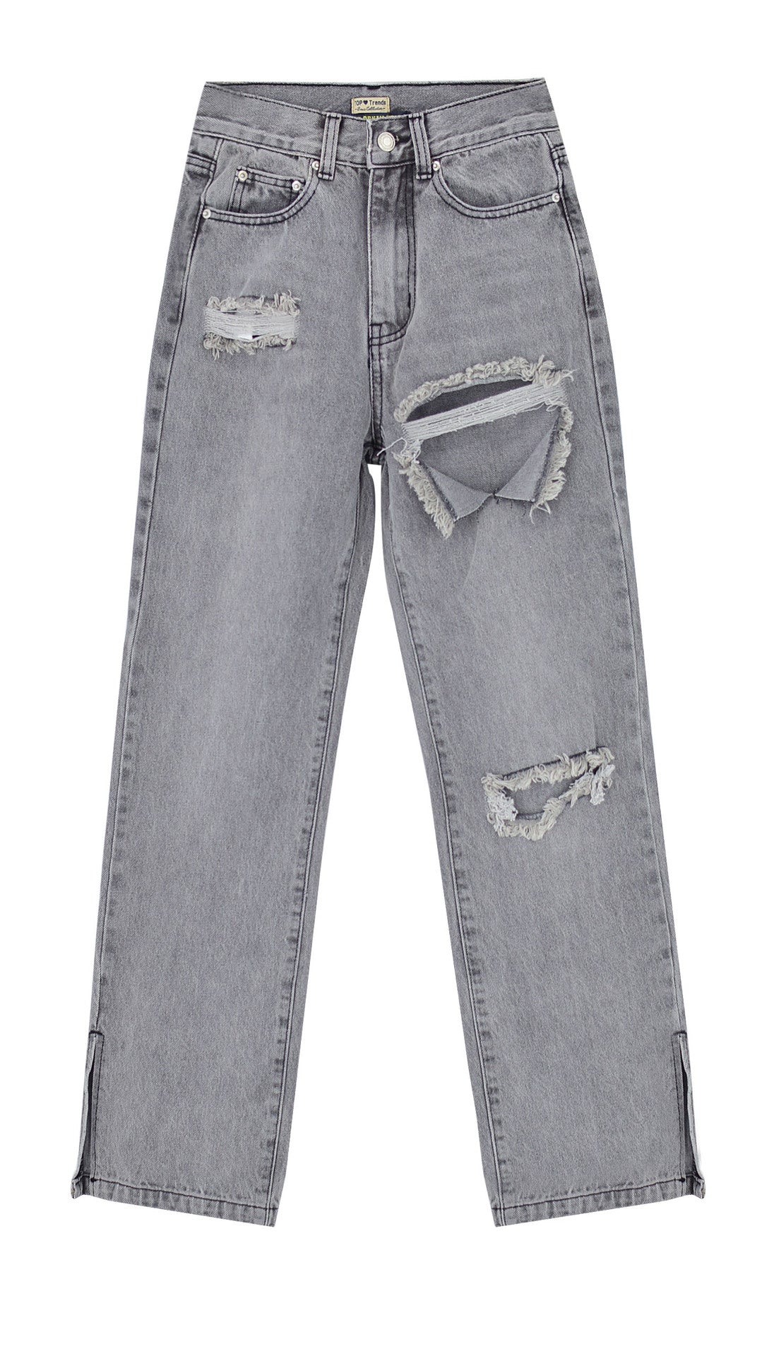 High Waist Straight Denim Flared Pants