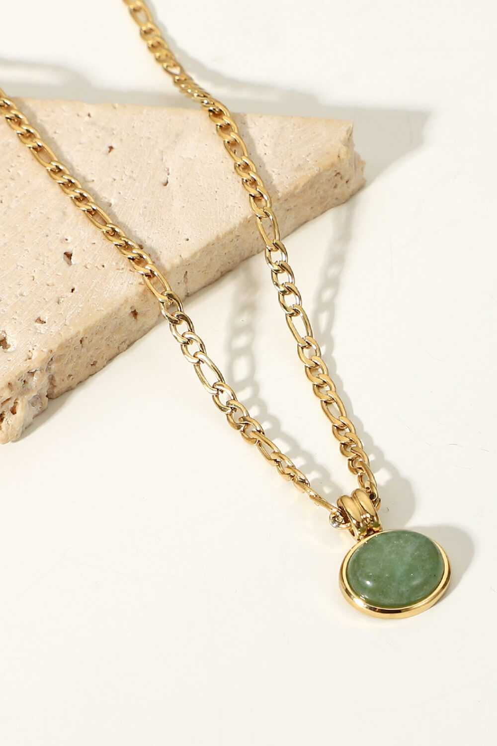 Maria Inlaid Stone Round Pendant Chain Necklace