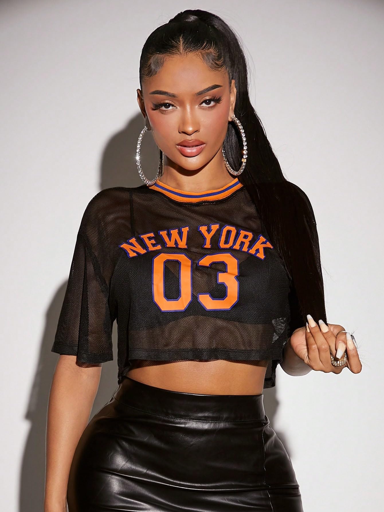 New York Graphic Jersey Crop Top