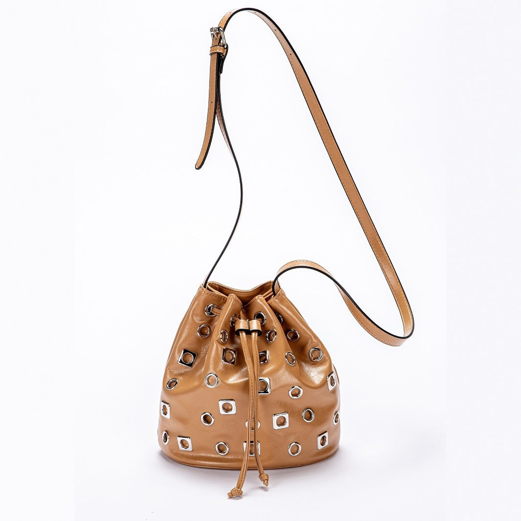 Valley Girl Rivet Bucket Crossbody Bag