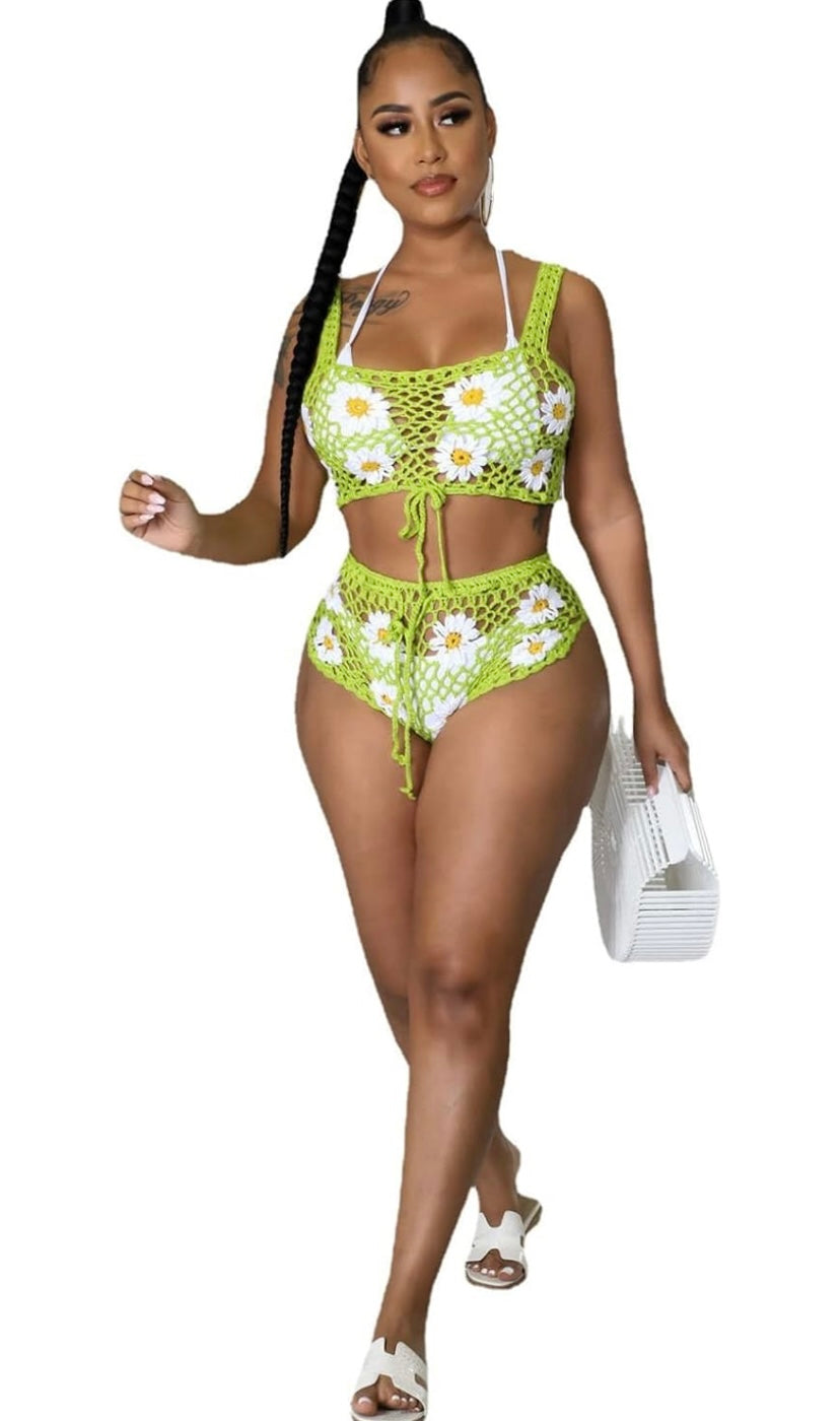 I Dream of Daisy Crochet Two-Piece Cover Up