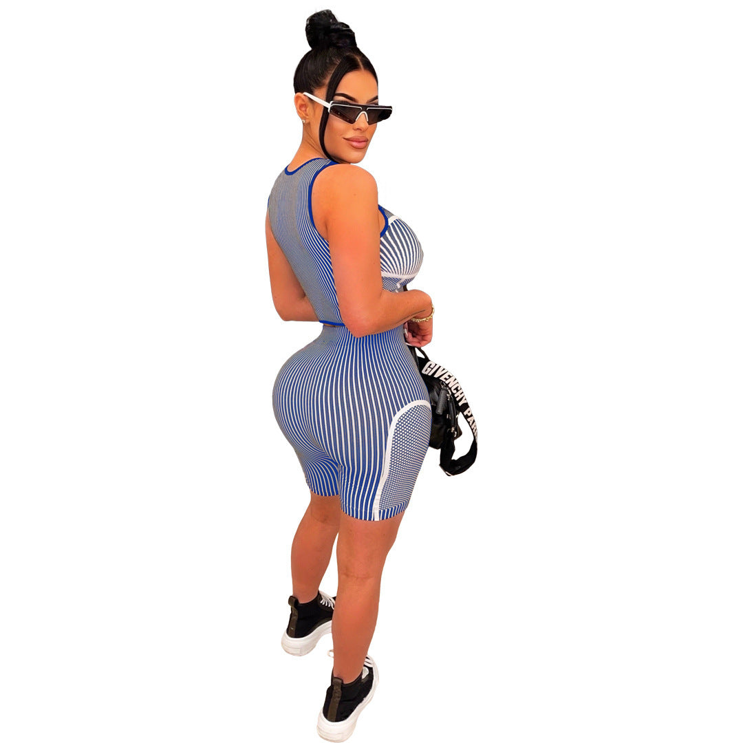 Minding Mine Striped Sports Casual Shorts Set