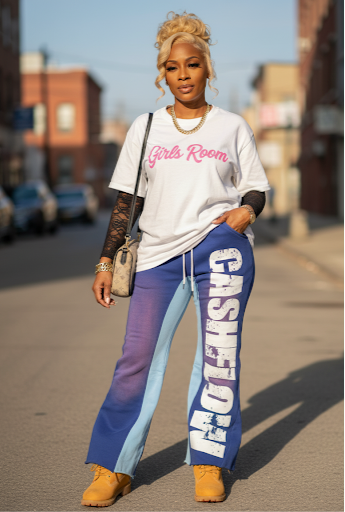 Money Moves CashFlow Letter Print Jogger Pants