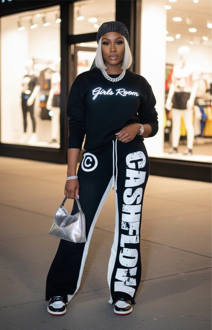Money Moves CashFlow Letter Print Jogger Pants