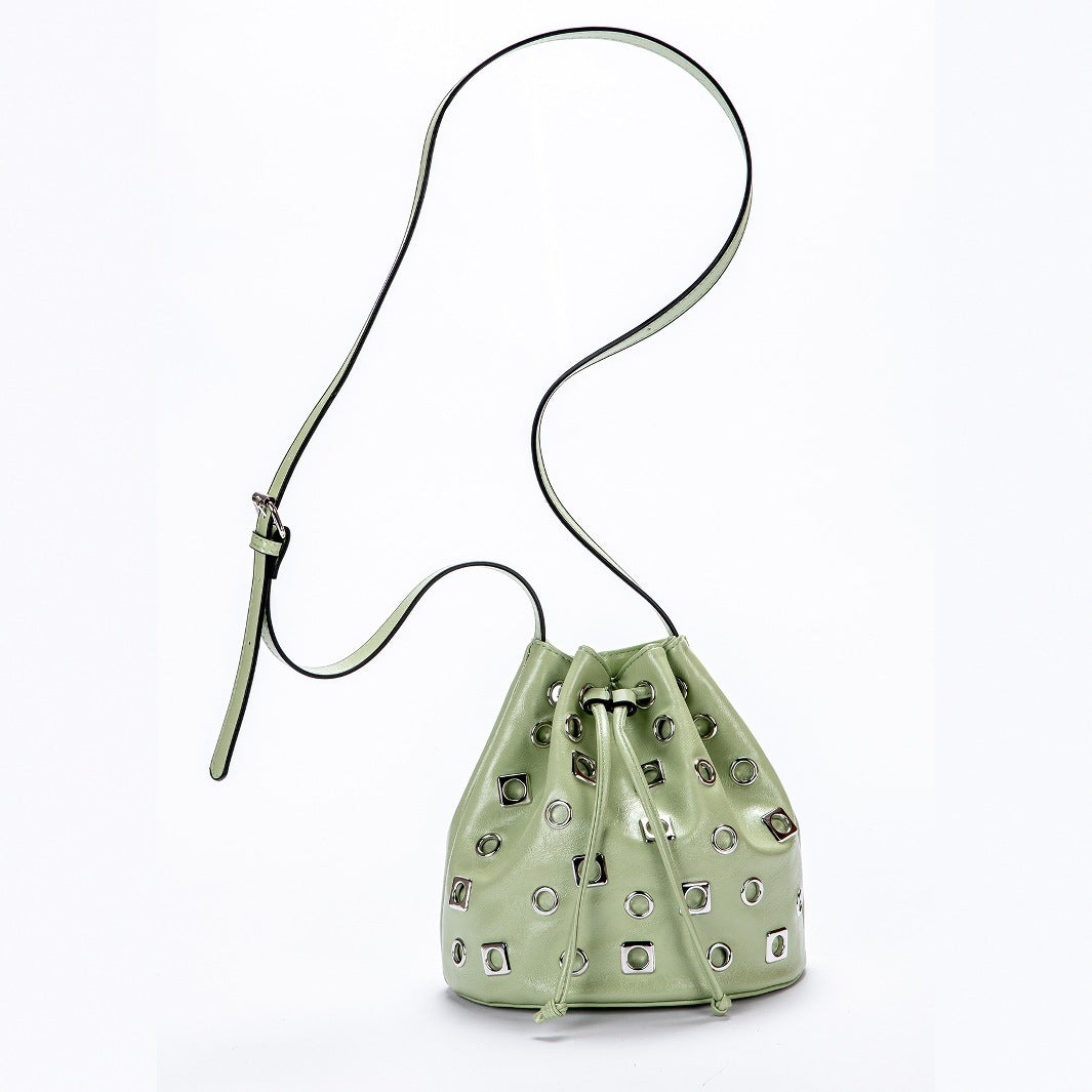 Valley Girl Rivet Bucket Crossbody Bag