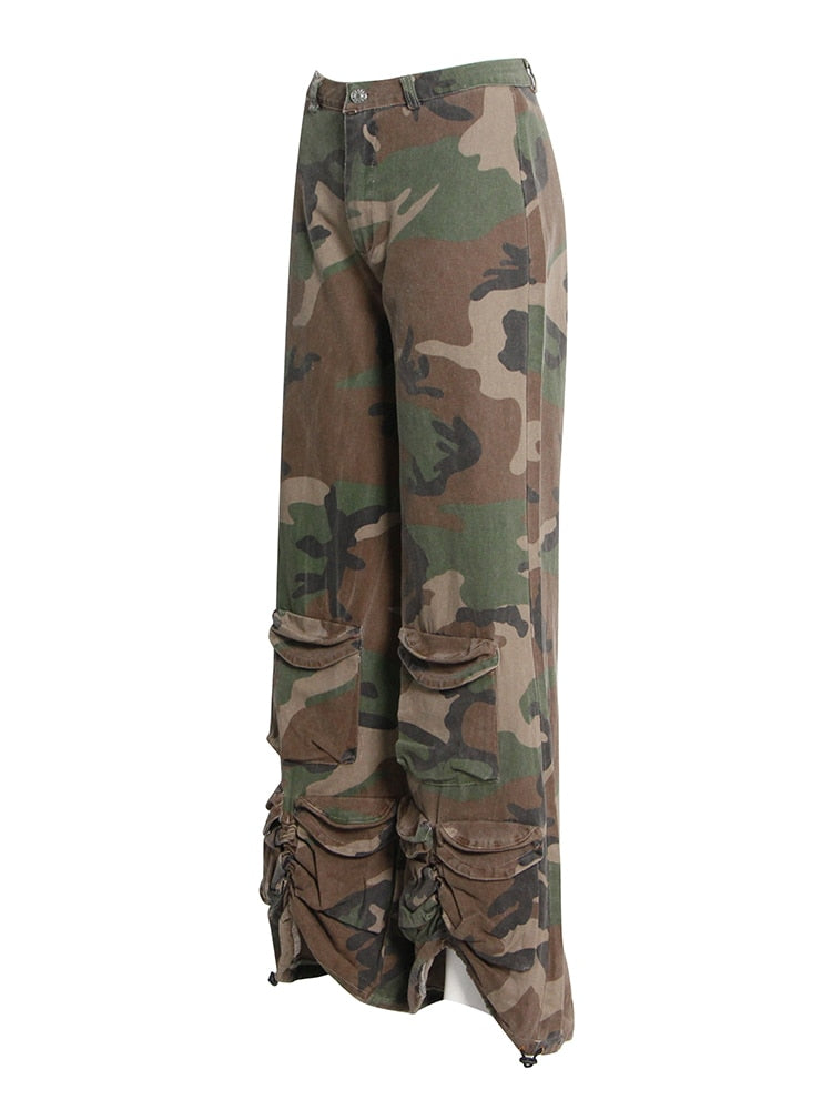 Social Club High Waist Camouflage Wide Leg Pants