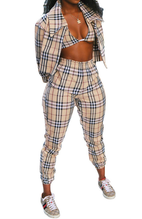 Bad Girl 3 Piece Plaid Pants Set