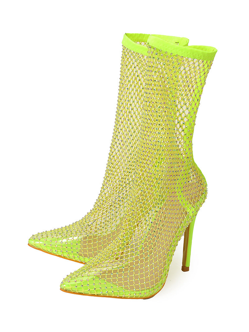 Go & Glow Sexy Mesh Stoned High Heels