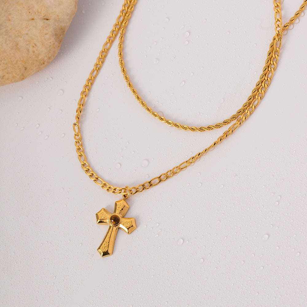 Double Layered Cross Necklace