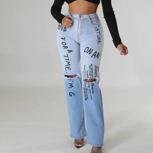 Wish You Well Women's Washed High Waist Jeans