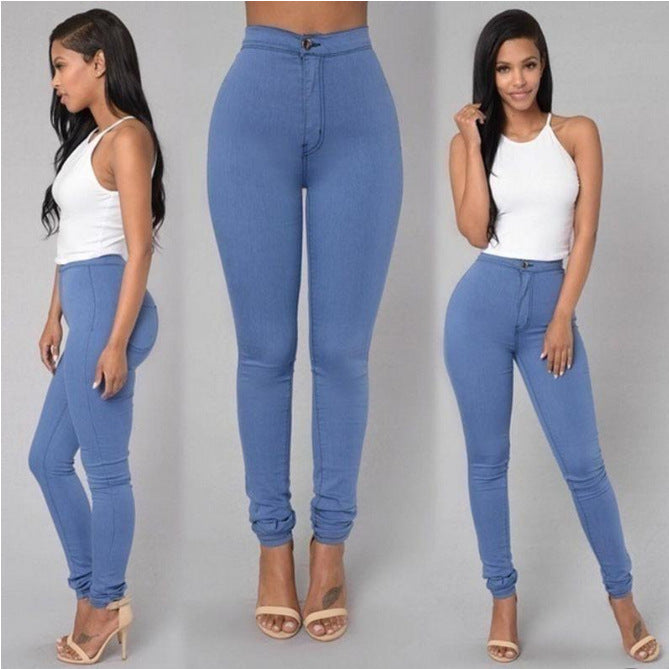 Casual High Waist Stretch Slim Skinny Candy Color Raven Jeans