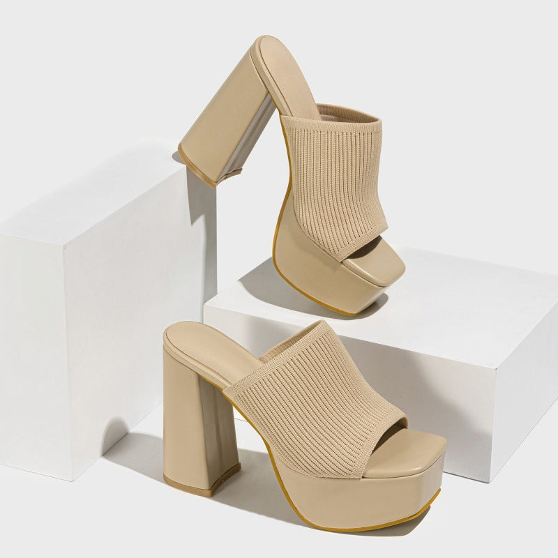 Fia Love Summer Knitted Chunky Heel Platform