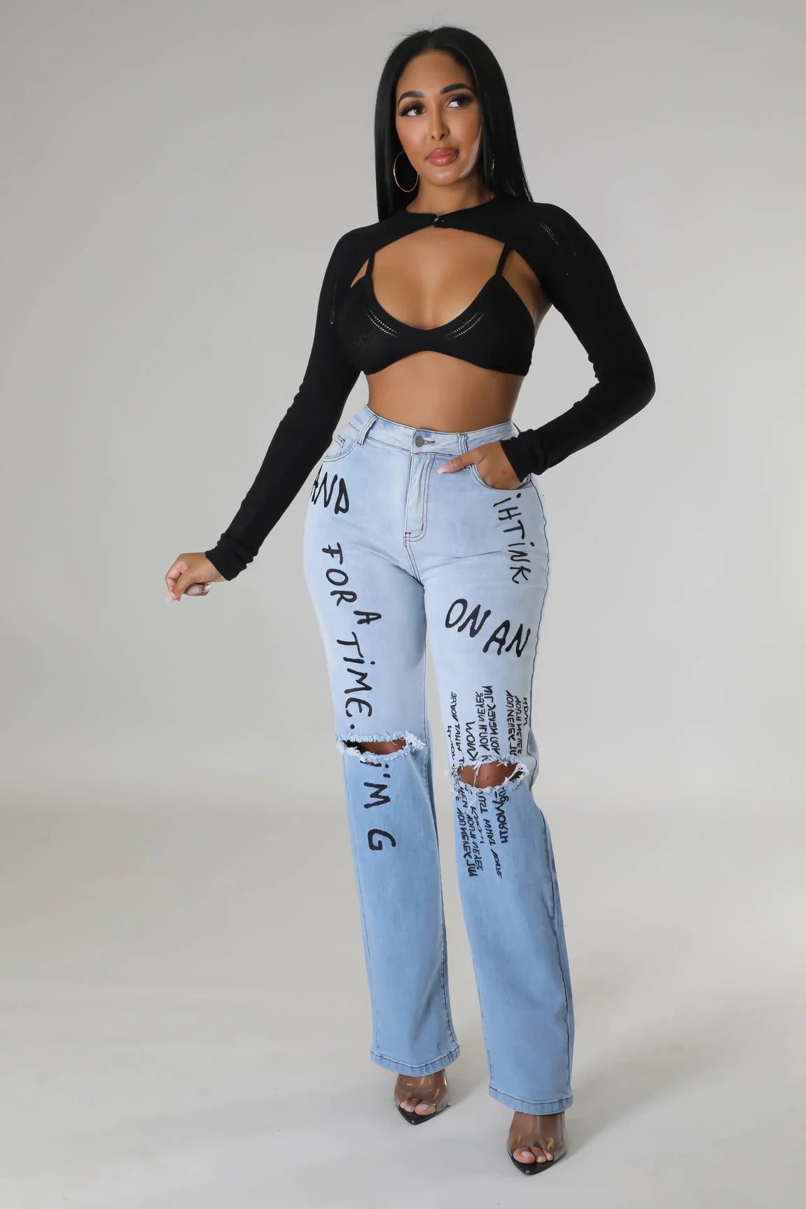 Wish You Well Women's Washed High Waist Jeans