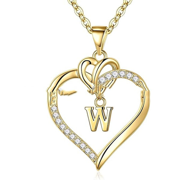 Heart-Shaped Letter Pendant Necklace