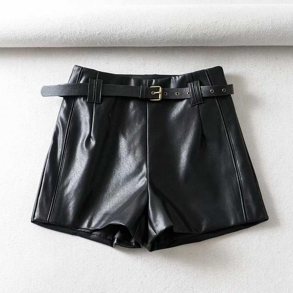 Business With Pleasure High-waist Leather Shorts