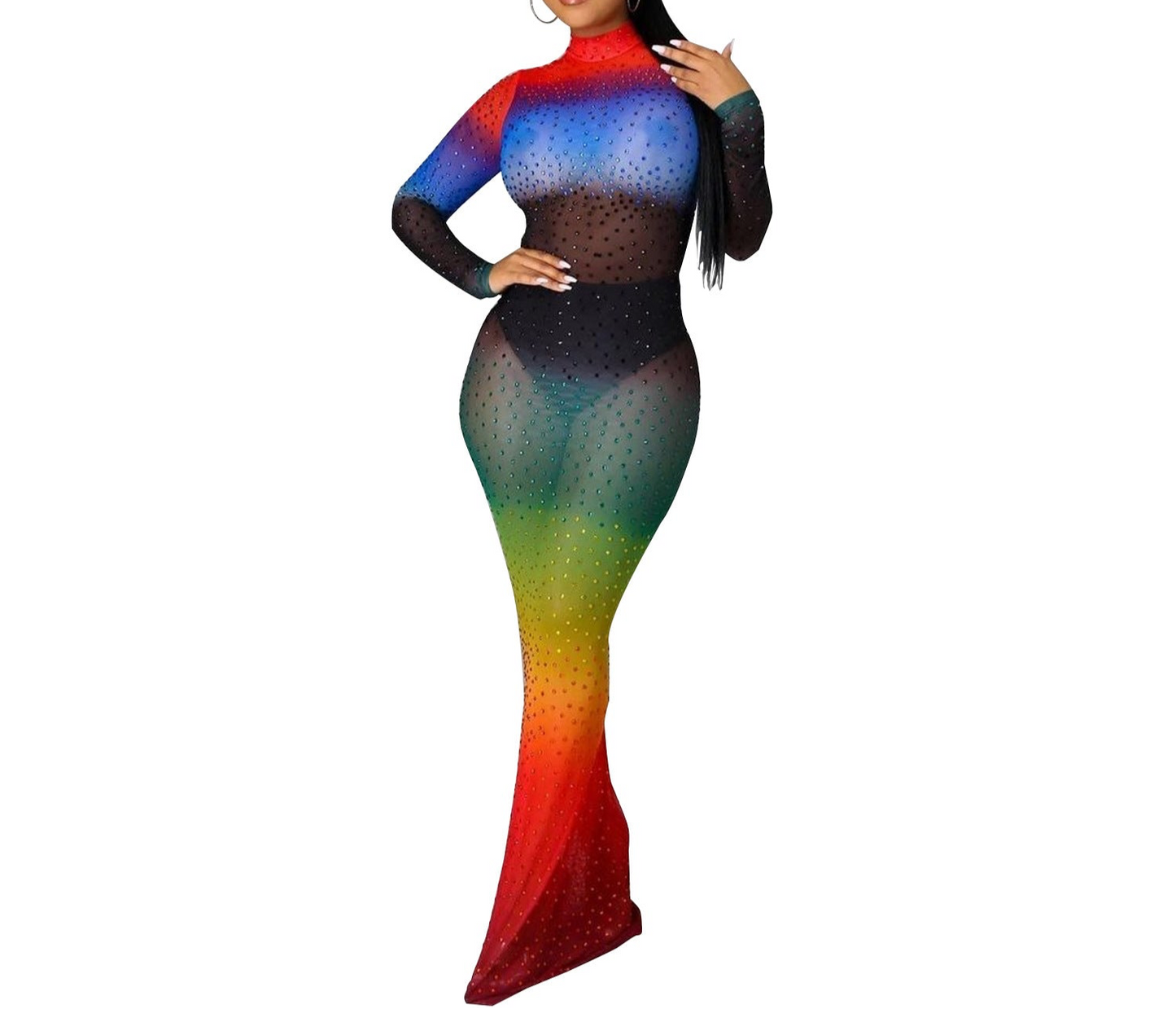 Out-of-Town Long-sleeved Fishtail Dress