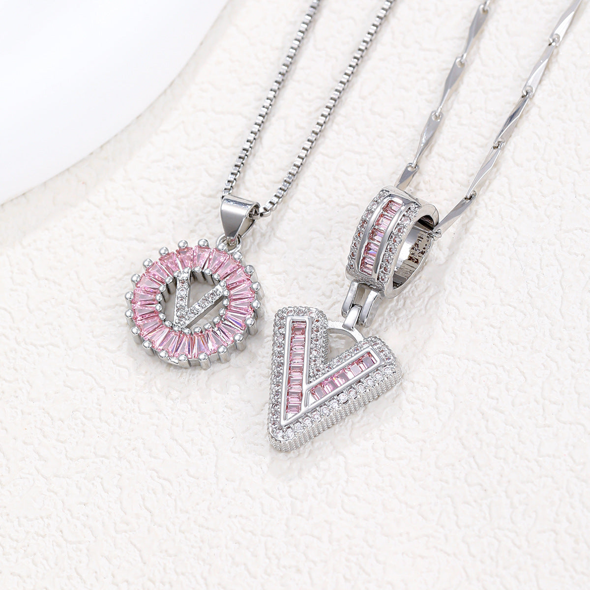 Pink Paradigm Initial Necklace Set