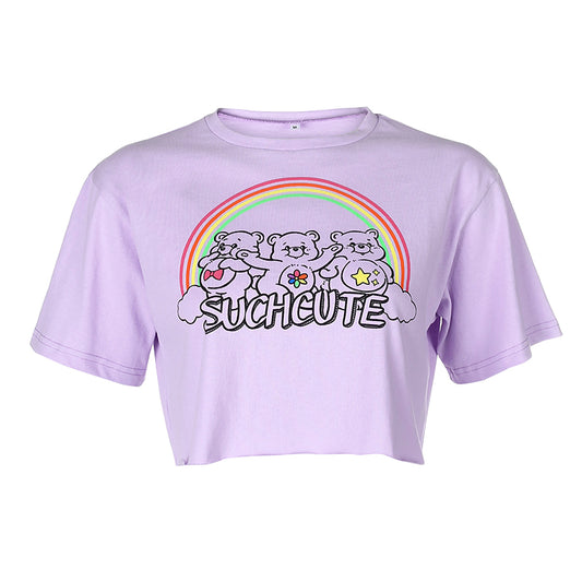 Beary Cute Short Crop Graphic Tee