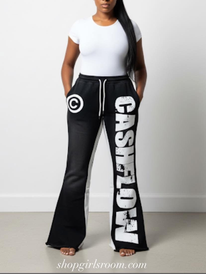 Money Moves CashFlow Letter Print Jogger Pants