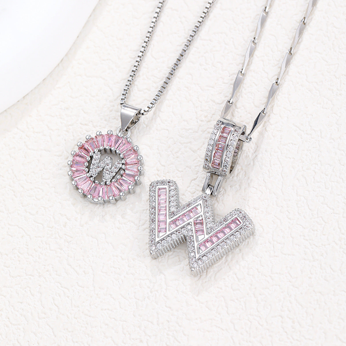 Pink Paradigm Initial Necklace Set
