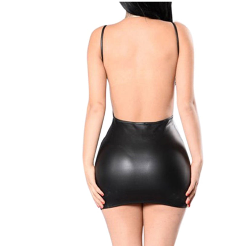 All Grown Up Backless Patent Leather Dress