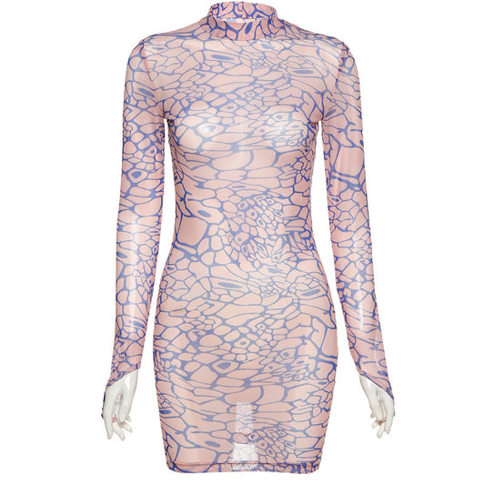 Sexy Simone Mesh Print Bodycon Dress