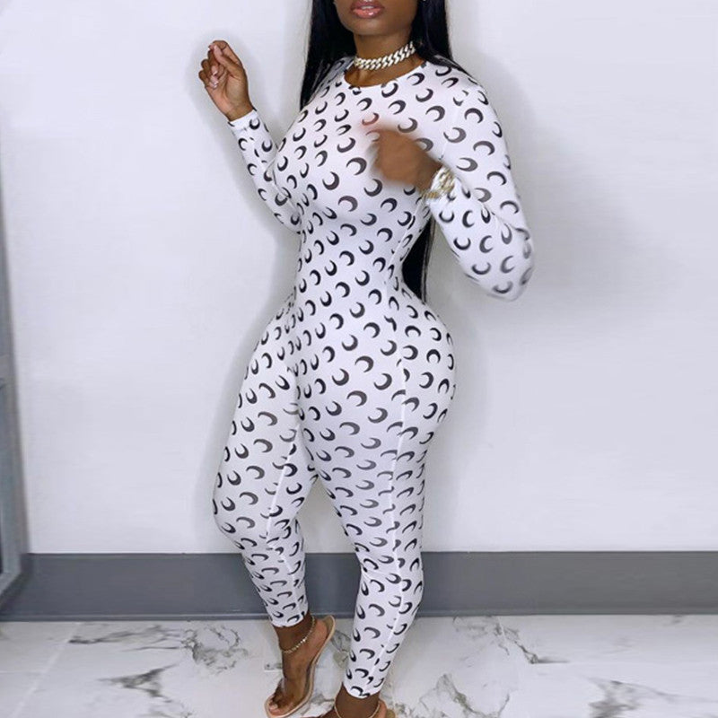 Bettin’ On Me Patterned Long Sleeve Jumpsuit