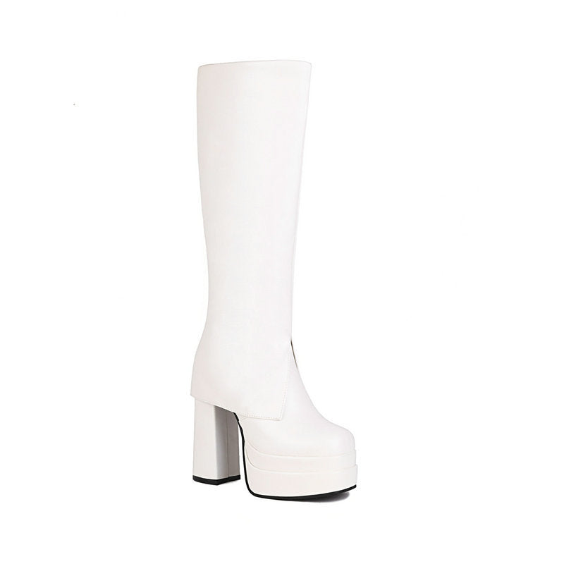 Keepin Up High Heel Platform Chunky Heel Knee Boots