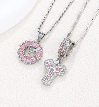 Pink Paradigm Initial Necklace Set