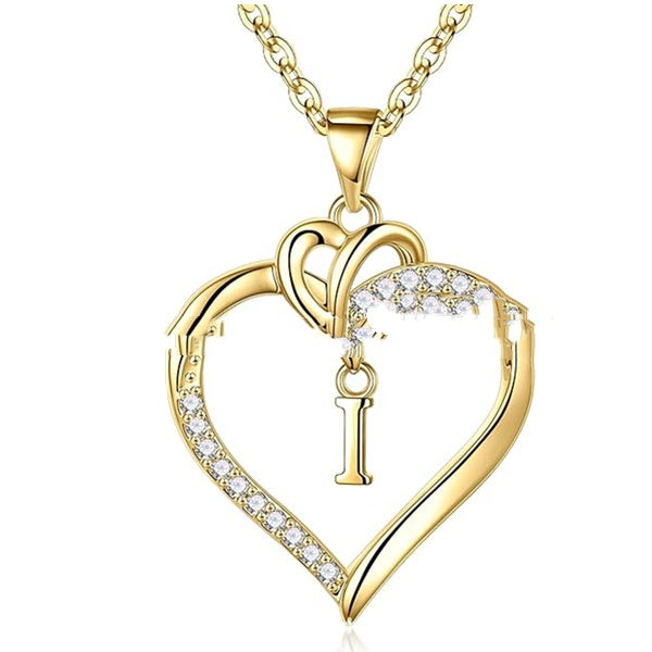 Heart-Shaped Letter Pendant Necklace