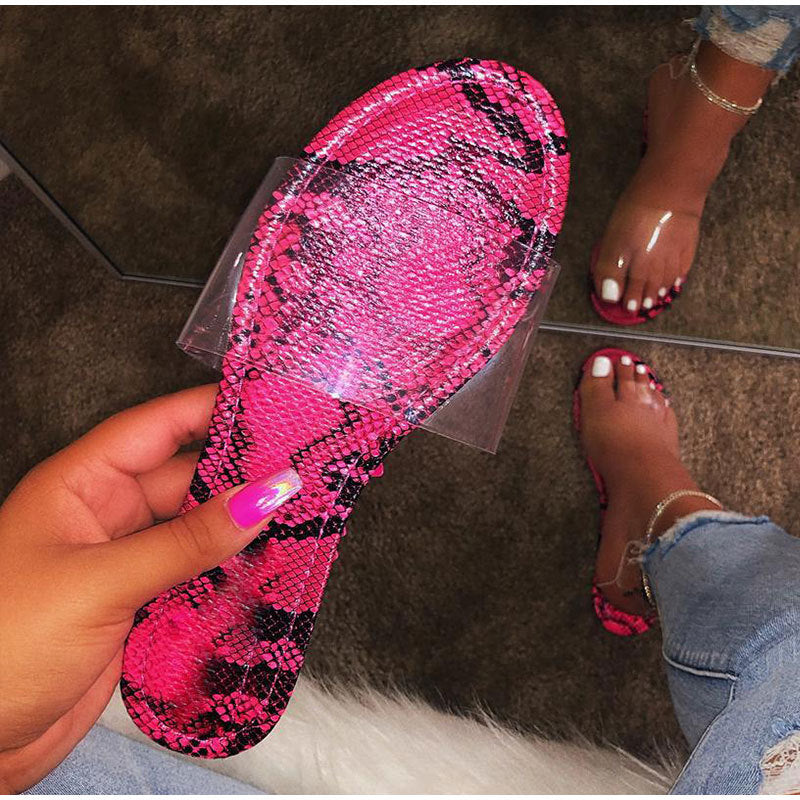 Clear The Air Snake Pattern Flat Sandals