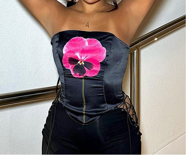 I’m The Luckiest Flower Corset Tube Top