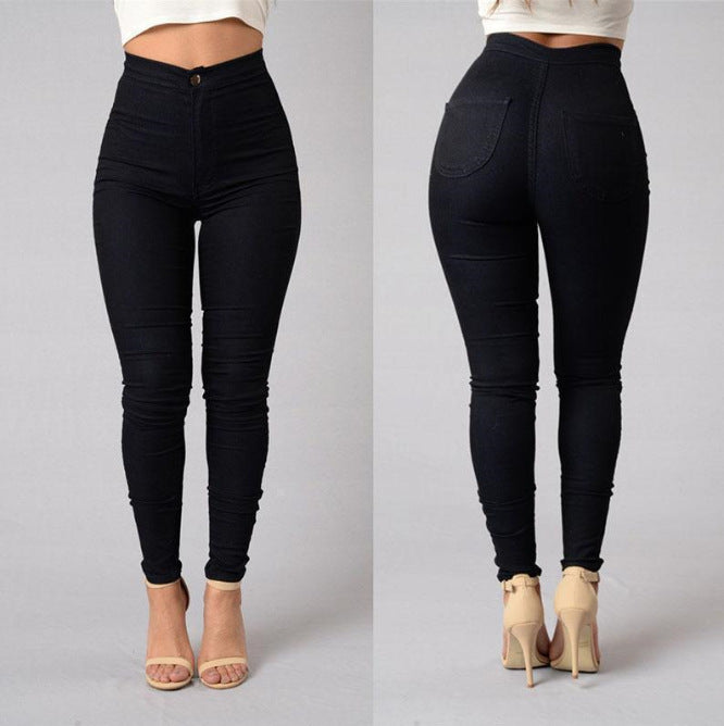 Casual High Waist Stretch Slim Skinny Candy Color Raven Jeans