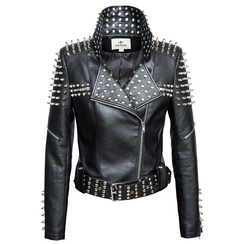 Star Studded Fashion PU Leather Jacket