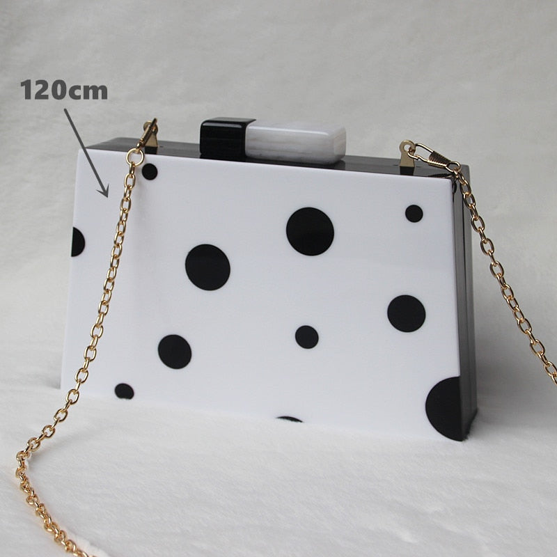 One Shoulder Black And White Polka Dot TESSA Handbag