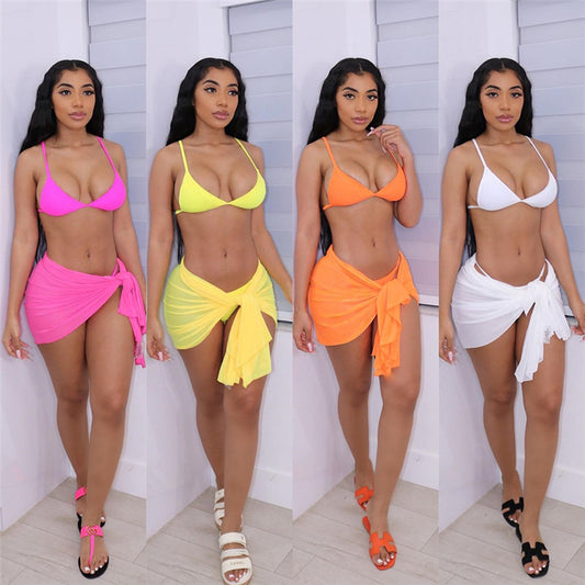 Staying Solid 3 piece Bikini Skirt Set