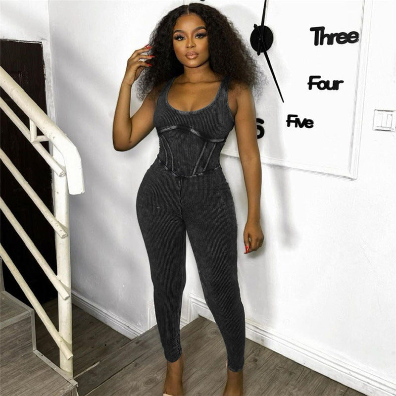 Get It Girl Waist Tight Sleeveless Casual Jumpsuit