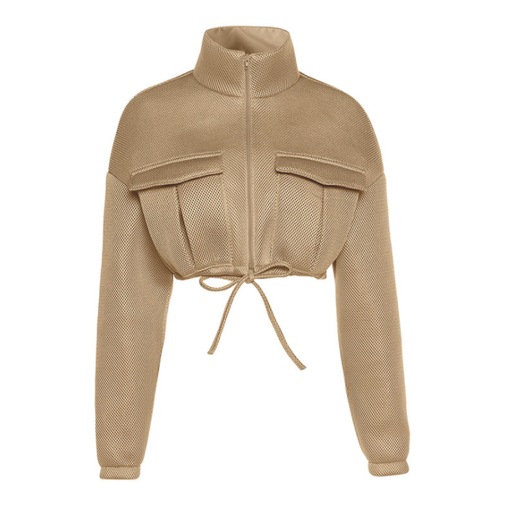 Label Me Long Sleeve Zip Up Crop jacket