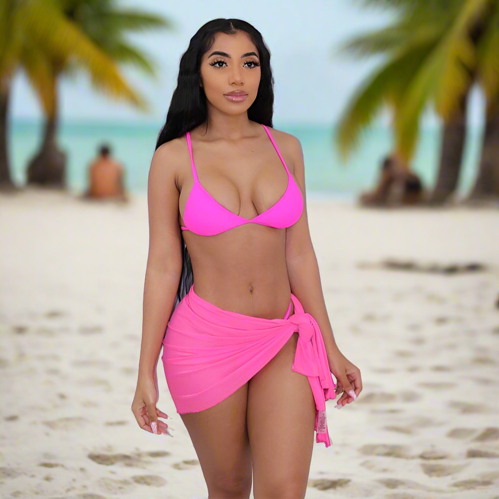 Staying Solid 3 piece Bikini Skirt Set