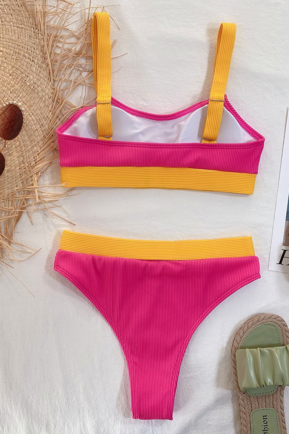 Just A Vacay Away Color Block Scoop Neck Bikini Set