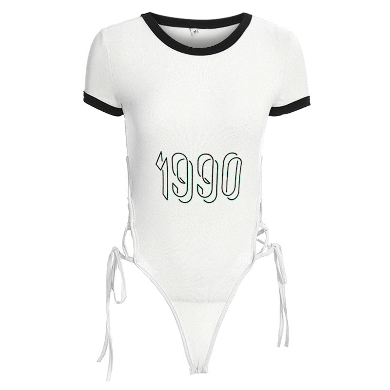 Year of 1990 High Waist Shaping Lace-up Bodysuit