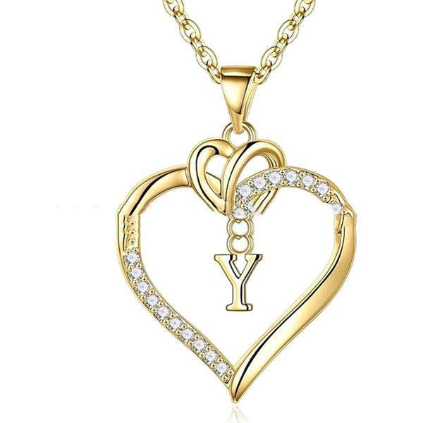 Heart-Shaped Letter Pendant Necklace